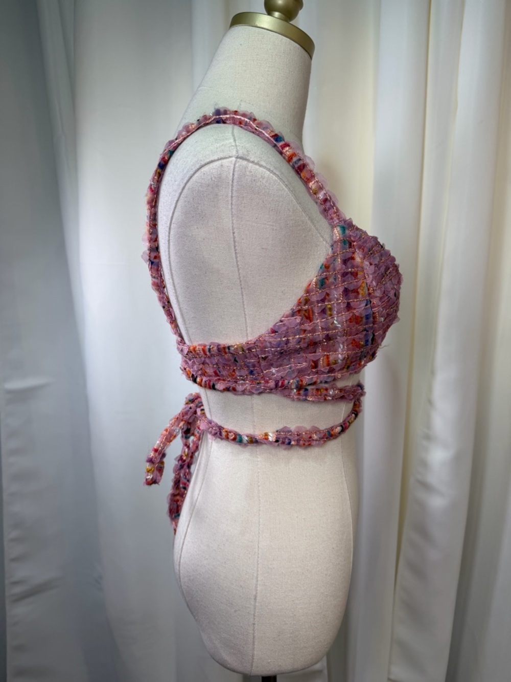 NWT For Love And Lemons ‘Dionne’ Bralette Top in Pink Multicolor Tweed Size M - Picture 15 of 16